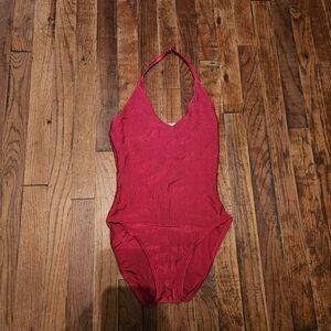 Women's Unbranded Ribbed Red One Piece Swimsuit Size Small GUC Holiday Summer